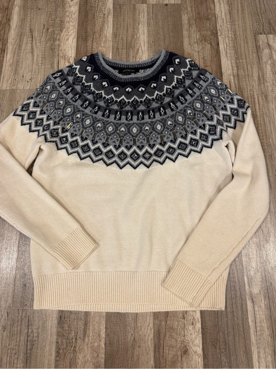 Ann Taylor Sweaters - Fair Isle Crewneck Sweater - Cream & Gray